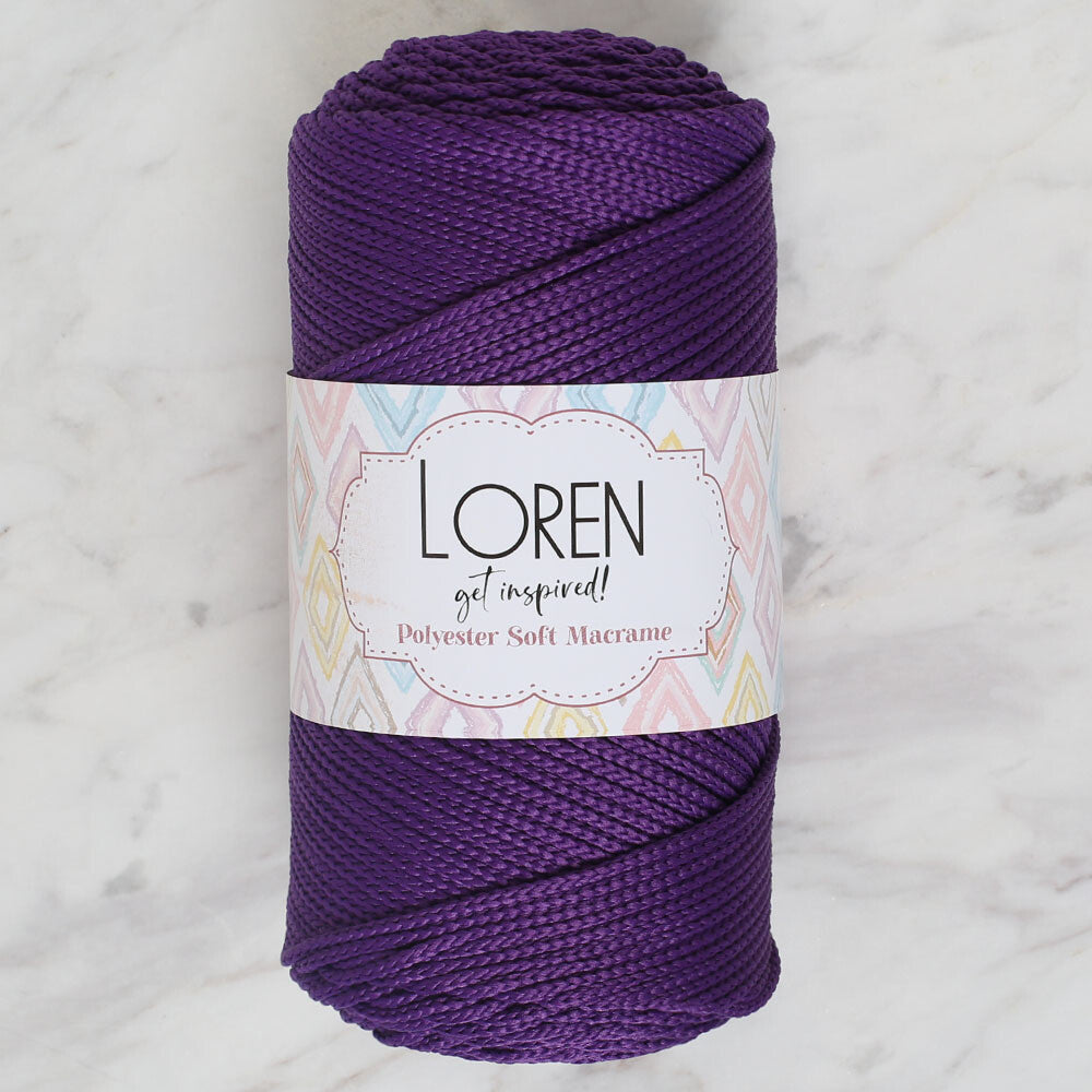 Loren Polyester Soft Macrame Koyu Mor El Örgü İpi - LM037